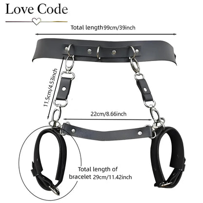 BDSM Bondage Damen Pop-Punk-Gürtel Fesselgürtel Handschellen Bondage-Set Rollenspiel-Sexspielzeug für Paare