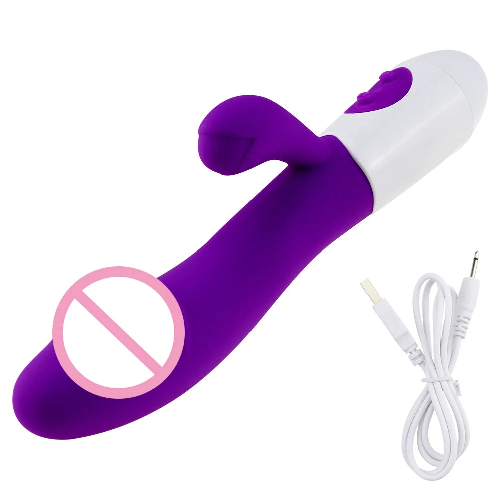 Wiederaufladbarer Dildo Kaninchenvibrator Dual Vibration G-Punkt Vagina Massagegerät AV Stick Klitoris Sexspielzeug für Frauen Weiblicher Masturbator