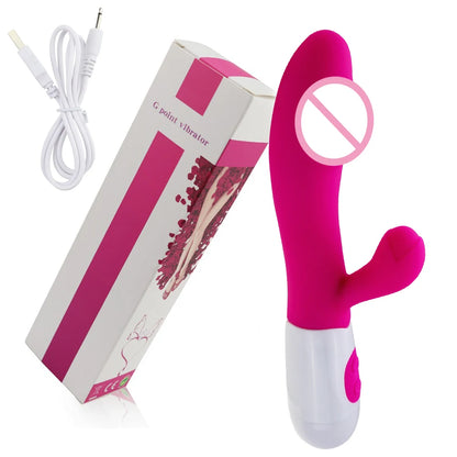 Wiederaufladbarer Dildo Kaninchenvibrator Dual Vibration G-Punkt Vagina Massagegerät AV Stick Klitoris Sexspielzeug für Frauen Weiblicher Masturbator
