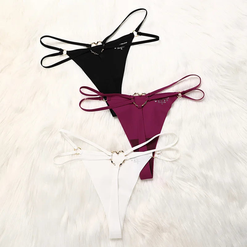 Eisen Ring Sexy Frauen G String Slip Eis Seide Höschen Mädchen Unterwäsche Tanga Unterhose Nahtlose Dessous Plus Größe S-XL
