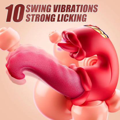 Sexspielzeug für Erwachsene für Frauen, 4-in-1-Vibrator mit Zungenstießdildos, G-Punkt-Dildo, 10 Klitoris-Leckmodi, weibliche Masturbation