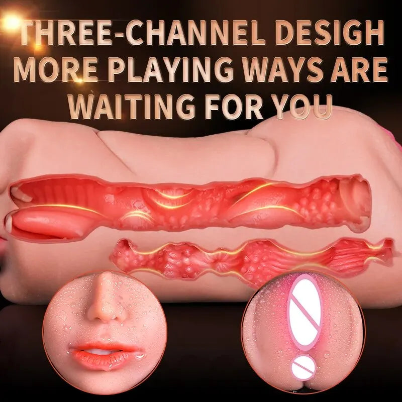 3 IN 1 Sex Spielzeug Masturbation Für Männer Deep Throat Künstliche Echte Pussy Oral Männlicher Masturbator Blowjob Realistische Gummi Vagina 18 +