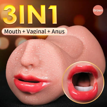3 IN 1 Sex Spielzeug Masturbation Für Männer Deep Throat Künstliche Echte Pussy Oral Männlicher Masturbator Blowjob Realistische Gummi Vagina 18 +