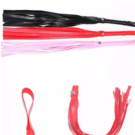 Fouet en cuir PU de 40 cm – fouet dominant avec lanières pour les mains