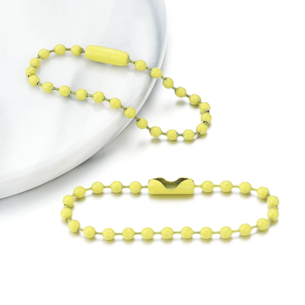 100 teile/los 10 cm Eisen Bunte Kugel Perle Kette Passt Schlüsselring Schlüssel Kette Puppen Label Hand Tag Stecker DIY schmuck Machen