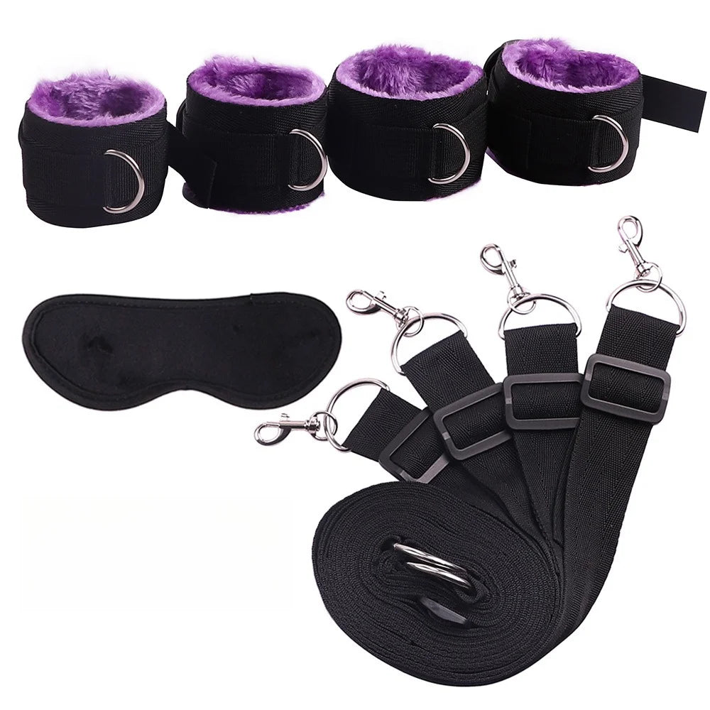 BDSM-Bettgurte, Bondage-Bindung am Bett, Sexspielzeug für Erwachsene, Sex-Bondage-Gürtel, Bett-Flirt-Handschellen, Fußfesseln, Selbstbondage