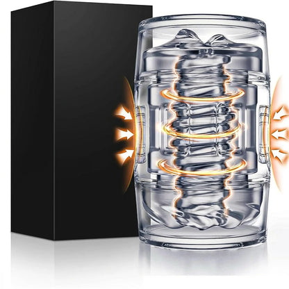 Male Masturbator Sex Toy for Men - Pocket Pussy Squeezable Male Stimulator Sex Toy for Men with Spiral Structure, Open-ended Penis Sleeve