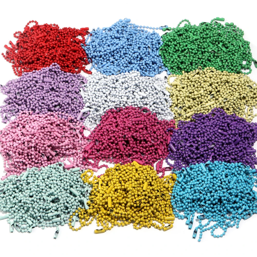 100 teile/los 10 cm Eisen Bunte Kugel Perle Kette Passt Schlüsselring Schlüssel Kette Puppen Label Hand Tag Stecker DIY schmuck Machen