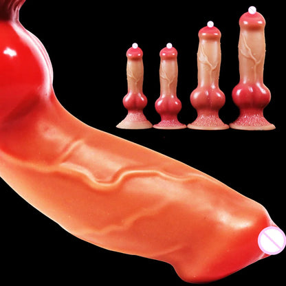 Hundedildo/Riesendildo Tier Realistischer Penis mit Saugnapf Big Butt Plug Riesiges Monster Schwanz Dick Erwachsene Zubehör für Männer Frauen