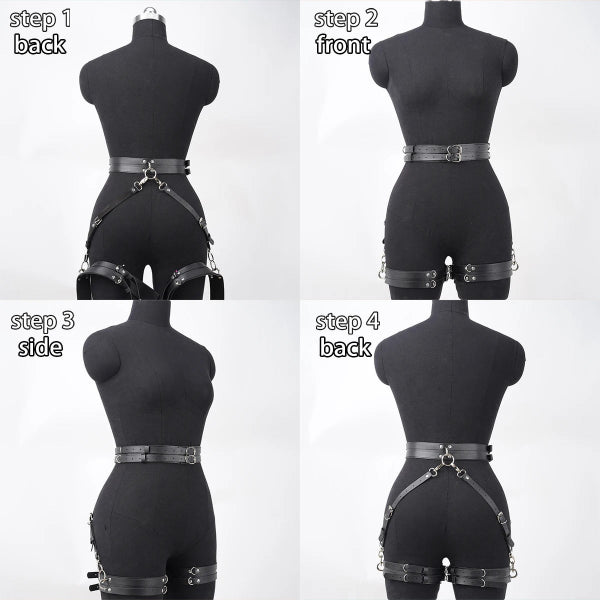 Wide PU leather belt with handcuffs – Stylish &amp; expressive