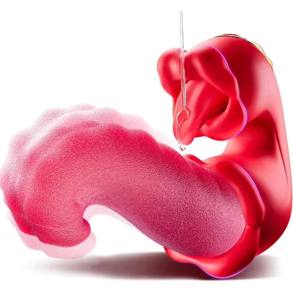 Sexspielzeug für Erwachsene für Frauen, 4-in-1-Vibrator mit Zungenstießdildos, G-Punkt-Dildo, 10 Klitoris-Leckmodi, weibliche Masturbation