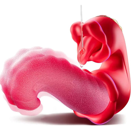 Sexspielzeug für Erwachsene für Frauen, 4-in-1-Vibrator mit Zungenstießdildos, G-Punkt-Dildo, 10 Klitoris-Leckmodi, weibliche Masturbation