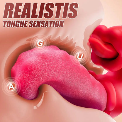 Sexspielzeug für Erwachsene für Frauen, 4-in-1-Vibrator mit Zungenstießdildos, G-Punkt-Dildo, 10 Klitoris-Leckmodi, weibliche Masturbation