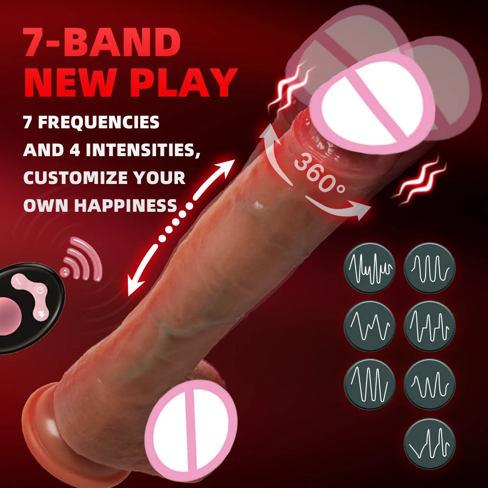 Dildo Vibrator Realistisch 24,5 cm GROSS Teleskopisch Penis Vaginale Masturbation Orgasmus Rotierender Riesiger Schwanz Sexspielzeug für Lesben