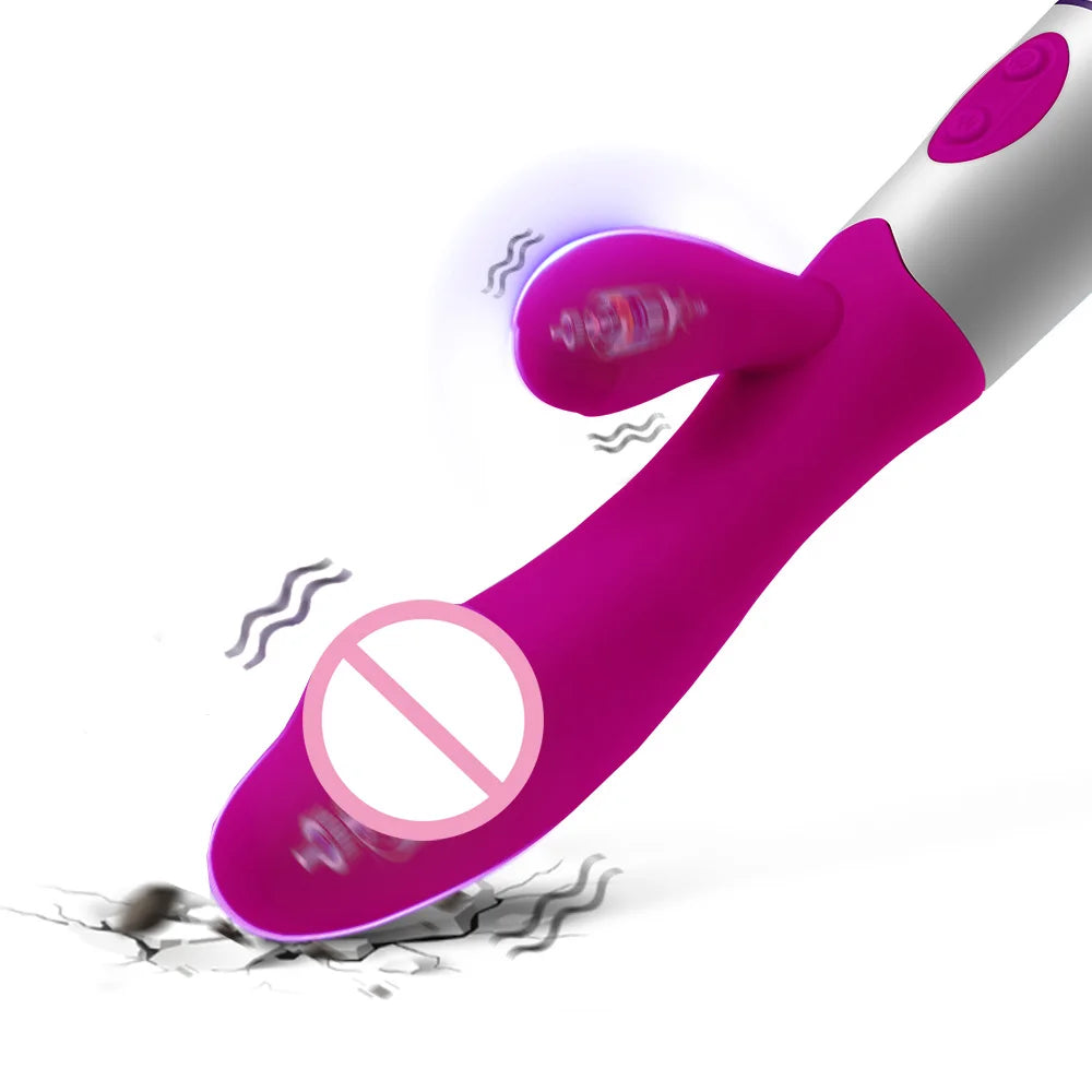 Wiederaufladbarer Dildo Kaninchenvibrator Dual Vibration G-Punkt Vagina Massagegerät AV Stick Klitoris Sexspielzeug für Frauen Weiblicher Masturbator