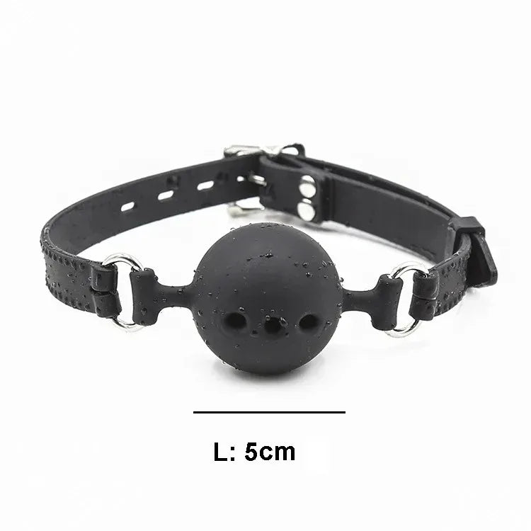 BDSM Silikon-Knebelkugel, Atmungsaktives Hohldesign mit Verstellbarem Riemen, Klein Mittel Groß für Anfänger-Training