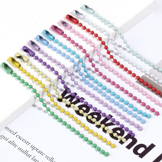 100 teile/los 10 cm Eisen Bunte Kugel Perle Kette Passt Schlüsselring Schlüssel Kette Puppen Label Hand Tag Stecker DIY schmuck Machen