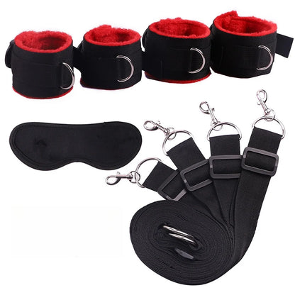 BDSM Bett-Bondage-Set mit Unterbettgurten, Handschellen, Fußfesseln, Augenmaske, Erwachsenen-Fetisch-Sexspielzeug für Paare, Sklaven-Rollenspiel-Ausrüstung