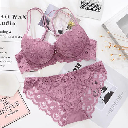 Hot Sexy Push-Up Bh Set Marke Tiefe V Büstenhalter Dicke Baumwolle Frauen Unterwäsche Set Spitze Blau Stickerei Blumen Dessous B C Tasse