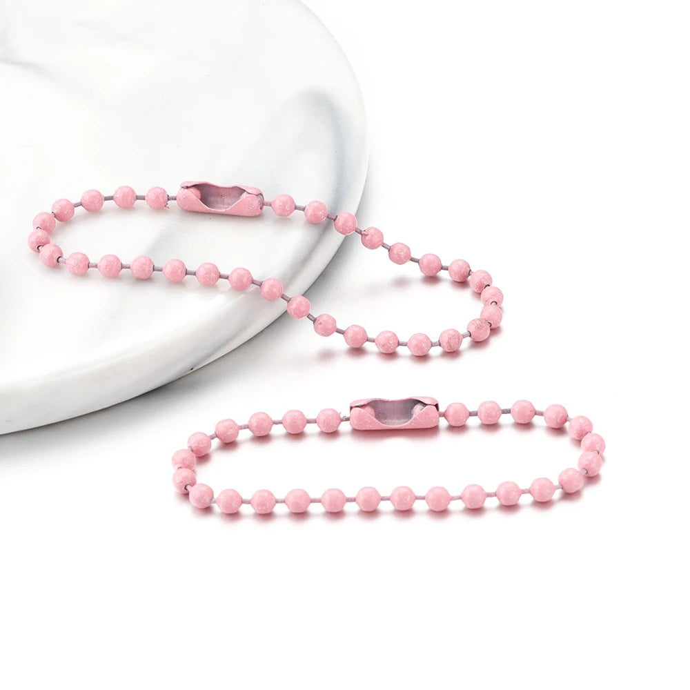 100 teile/los 10 cm Eisen Bunte Kugel Perle Kette Passt Schlüsselring Schlüssel Kette Puppen Label Hand Tag Stecker DIY schmuck Machen