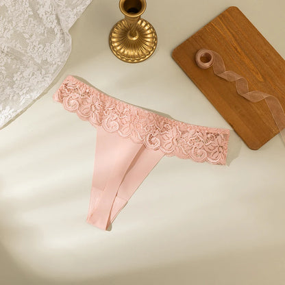 BZEL Leichte, weiche Damenhöschen mit niedriger Taille, Tangas, sexy Spitze, aushöhlen, weibliche, schlichte Unterwäsche, T-Rücken, Tanga-Slip für Damen, S-L