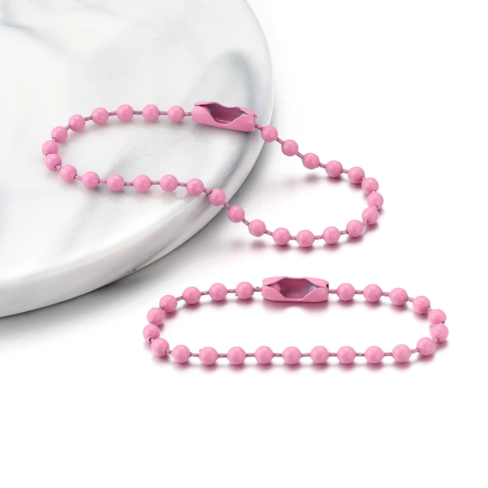 100 teile/los 10 cm Eisen Bunte Kugel Perle Kette Passt Schlüsselring Schlüssel Kette Puppen Label Hand Tag Stecker DIY schmuck Machen