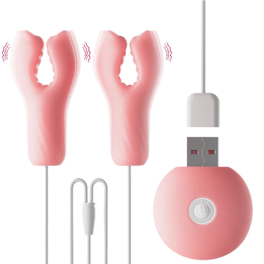 Sex Toy for Women Couples Breast Massage 10 Frequencies Nipple Clamps Clitoris Clip Nipple Vibrator Nipple-Clitoris Stimulation
