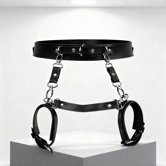 BDSM Bondage Damen Pop-Punk-Gürtel Fesselgürtel Handschellen Bondage-Set Rollenspiel-Sexspielzeug für Paare