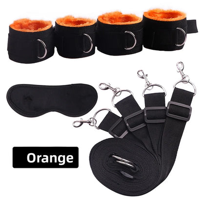 BDSM-Bettgurte, Bondage-Bindung am Bett, Sexspielzeug für Erwachsene, Sex-Bondage-Gürtel, Bett-Flirt-Handschellen, Fußfesseln, Selbstbondage