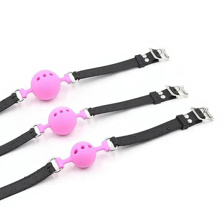 BDSM Silikon-Knebelkugel, Atmungsaktives Hohldesign mit Verstellbarem Riemen, Klein Mittel Groß für Anfänger-Training