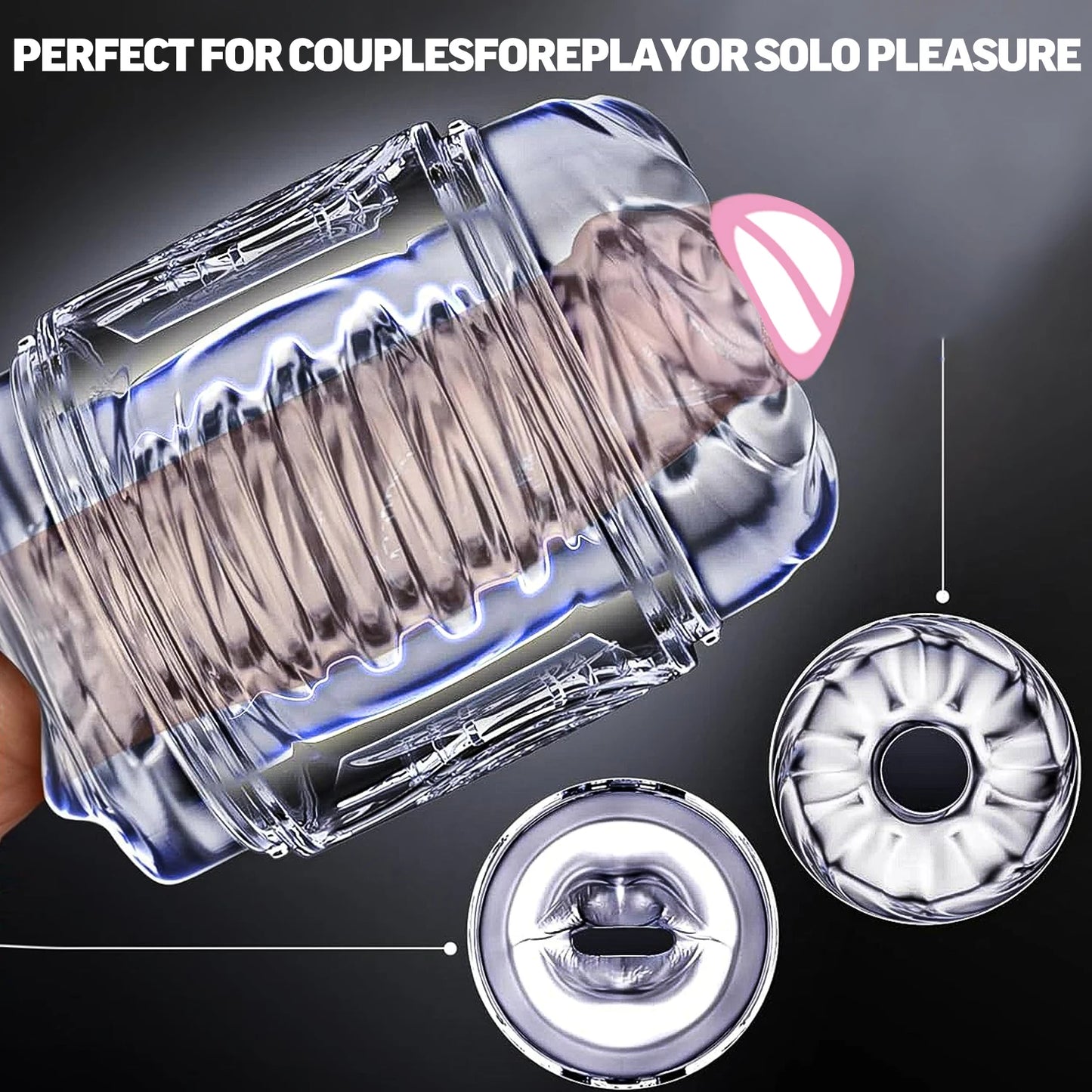 Male Masturbator Sex Toy for Men - Pocket Pussy Squeezable Male Stimulator Sex Toy for Men with Spiral Structure, Open-ended Penis Sleeve