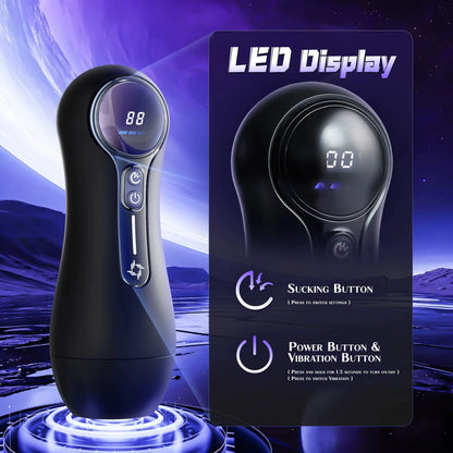 Male Masturbator, Penis Pump, Adult Sex Toy for 18 Men with 4 Suction Modes, 9 Vibration Modes, LED Display, Pocket Pussy, Realistic Vagina
