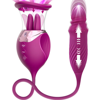Rose Saugen Vibrator für Frauen 4 in 1 Stoßdildo G-punkt Nippel Sauger Klitoris Stimulator Vibro-ei Erwachsene Sex Spielzeug
