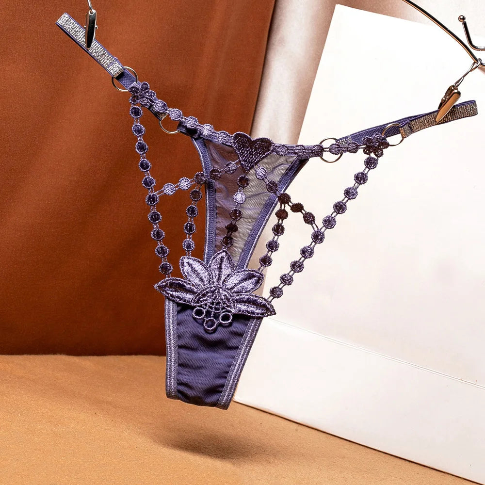 Damenhöschen Damen Sexy Spitze aushöhlen Tanga Höschen Niedrige Taille Transparente G-String Unterwäsche Atmungsaktive weibliche Dessous