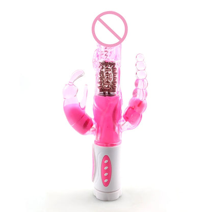 Sextoy 3-in-1-Dildo, Kaninchen-Vibrator, Zunge lecken, Doppelstange, Masturbation, Anal-Klitoris-Vibrator, Sexspielzeug für Frauen