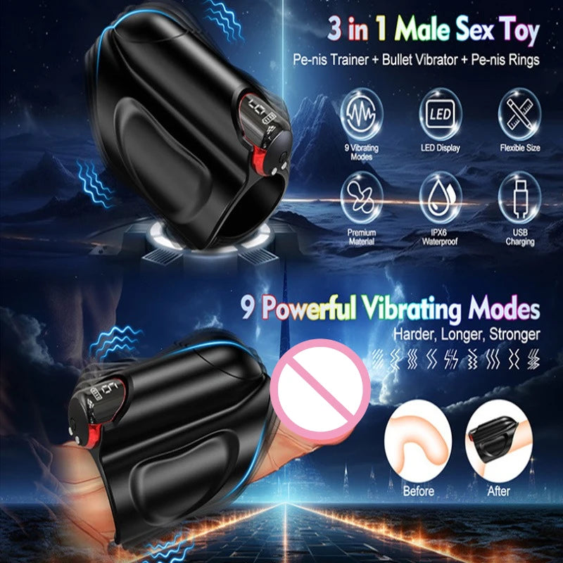 Men's Sex Toys Male Masturbators Penis Vibrator Stroker Clamping Vibrating Penis Training Testicle Stimulator Sex Machine