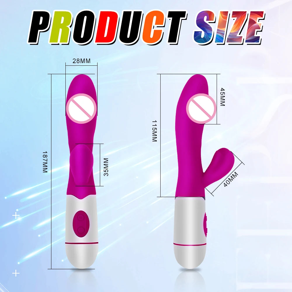Wiederaufladbarer Dildo Kaninchenvibrator Dual Vibration G-Punkt Vagina Massagegerät AV Stick Klitoris Sexspielzeug für Frauen Weiblicher Masturbator