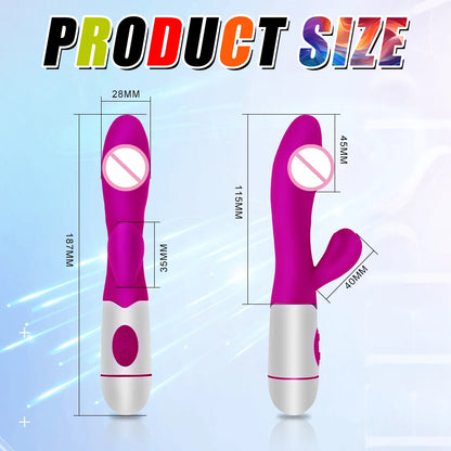 Wiederaufladbarer Dildo Kaninchenvibrator Dual Vibration G-Punkt Vagina Massagegerät AV Stick Klitoris Sexspielzeug für Frauen Weiblicher Masturbator