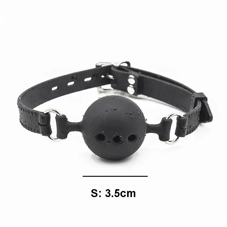 BDSM Silikon-Knebelkugel, Atmungsaktives Hohldesign mit Verstellbarem Riemen, Klein Mittel Groß für Anfänger-Training
