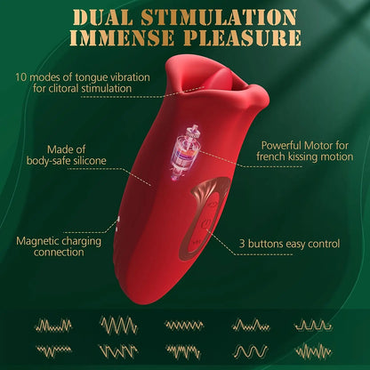 Sexspielzeug für Frauen, Dildo-Vibrator, Zungenlecken, Saugen, G-Punkt-Vibrator, Nippel-Klitoris-Vibrationsstimulator, weibliche Masturbation