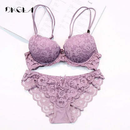 Hot Sexy Push-Up Bh Set Marke Tiefe V Büstenhalter Dicke Baumwolle Frauen Unterwäsche Set Spitze Blau Stickerei Blumen Dessous B C Tasse