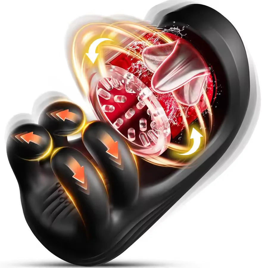Male Masturbator Sex Toy for Men 360° Licking Glans Men's Vibrator with 9 Rotation and Clamping Functions, Vibrating Sex Toy for Couples
