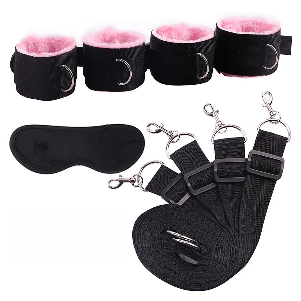 BDSM-Bettgurte, Bondage-Bindung am Bett, Sexspielzeug für Erwachsene, Sex-Bondage-Gürtel, Bett-Flirt-Handschellen, Fußfesseln, Selbstbondage