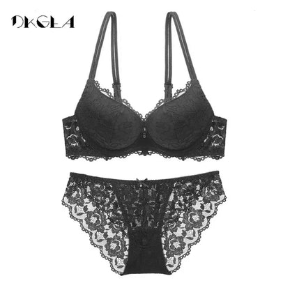 Hot Sexy Push-Up Bh Set Marke Tiefe V Büstenhalter Dicke Baumwolle Frauen Unterwäsche Set Spitze Blau Stickerei Blumen Dessous B C Tasse