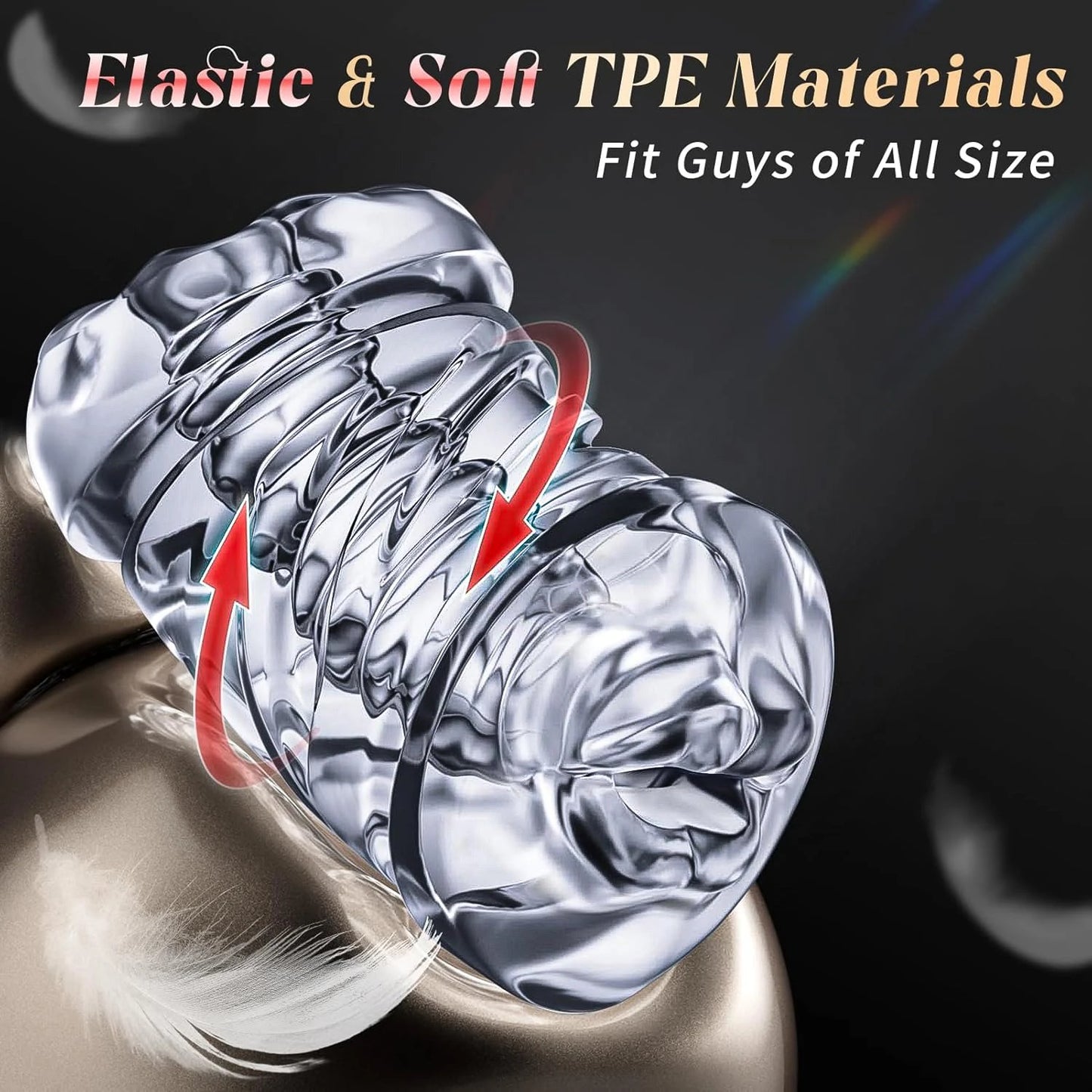 Male Masturbator Sex Toy for Men - Pocket Pussy Squeezable Male Stimulator Sex Toy for Men with Spiral Structure, Open-ended Penis Sleeve