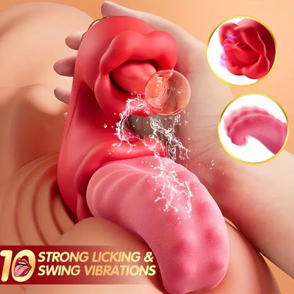 Sexspielzeug für Erwachsene für Frauen, 4-in-1-Vibrator mit Zungenstießdildos, G-Punkt-Dildo, 10 Klitoris-Leckmodi, weibliche Masturbation