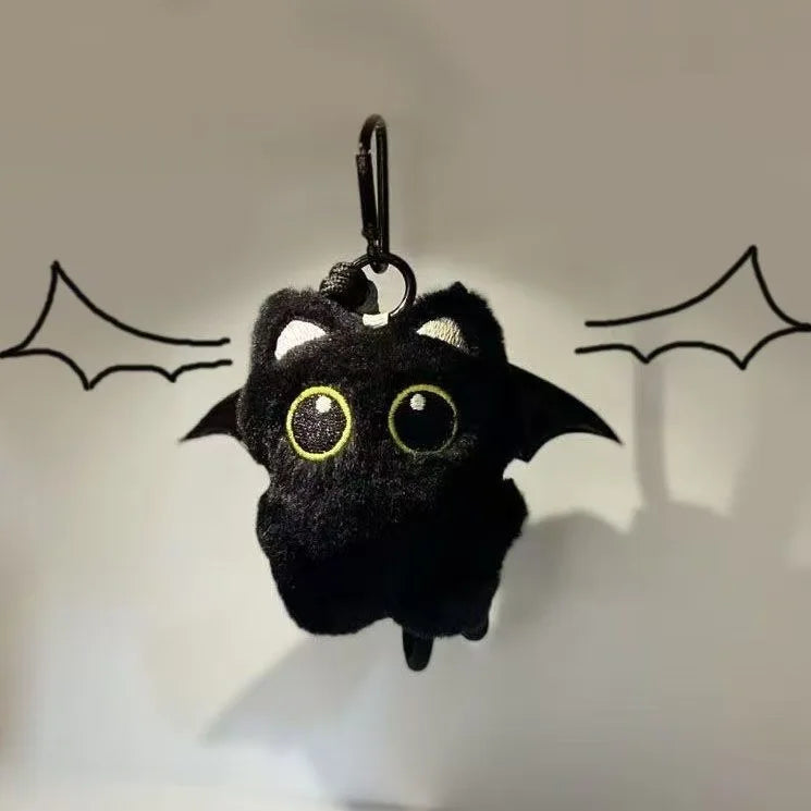 Yupsk 6/1 Stück süße Plüsch schwarze Katze Puppe Spielzeug Schlüsselanhänger Tasche Anhänger Charms Kawaii Schlüsselanhänger Zubehör für Frauen Paare Geschenk